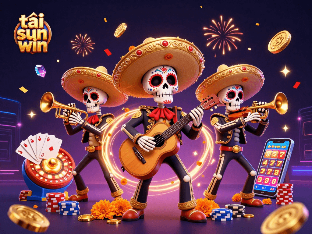 Experience excitement with tải sun win as a vibrant mariachi band celebrates casino wins with colorful visuals.