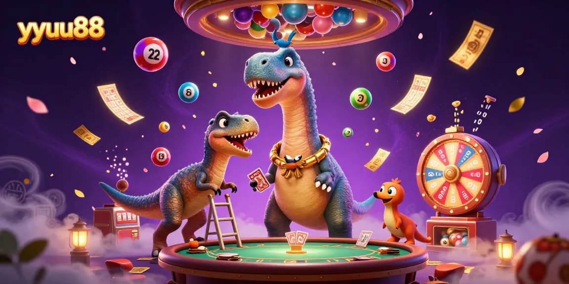 Experience incredible gameplay with the eye-catching scene of yyuu88, featuring fun characters and vibrant casino elements.