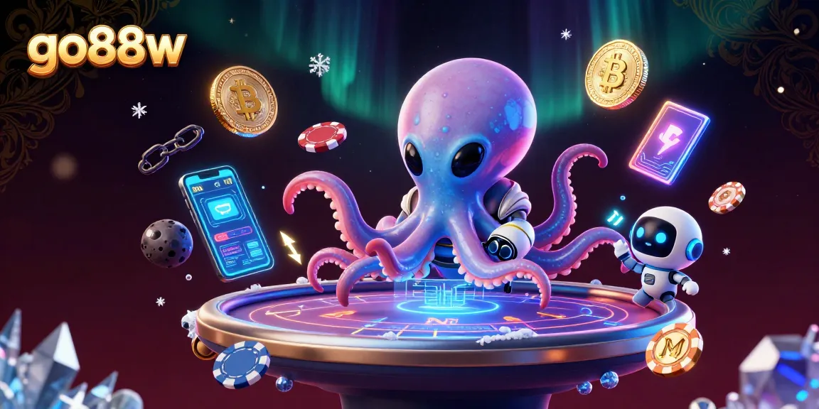 Engage in thrilling poker action at go88w with an alien octopus in a cosmic casino setting.