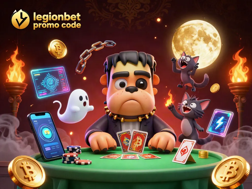 Experience the excitement of LegionBet promo code with this vibrant 3D casino scene featuring a unique Frankenstein bulldog dealer.