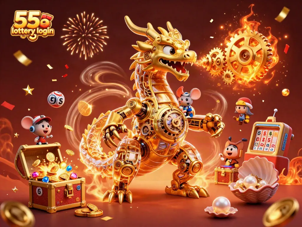 Engage in thrilling gaming with the golden dragon at 55 lottery login, showcasing excitement in online lotteries.