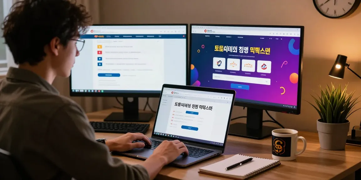 Exploring 토토사이트 검증 먹튀스팟 on a laptop, showcasing safe gambling strategies and guidelines in a cozy workspace.