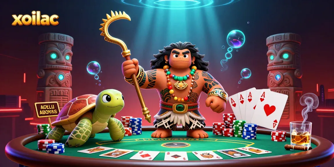 Xoilac brings exciting poker action with characters in a vibrant, lively casino atmosphere.