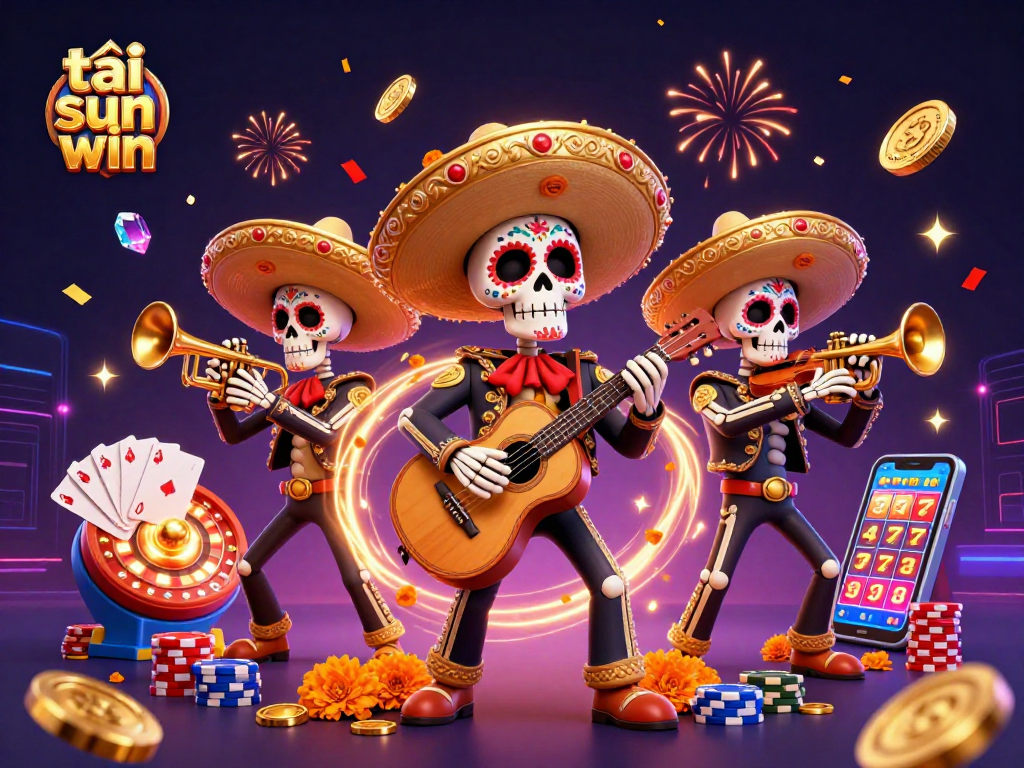 Experience excitement with tải sun win as a vibrant mariachi band celebrates casino wins with colorful visuals.