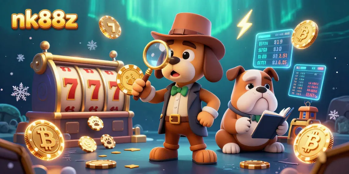 Join the nk88z adventure with a detective uncovering winning poker chip clues amidst dazzling casino elements.