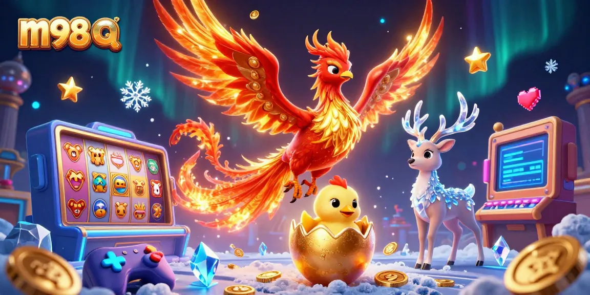 Experience thrilling adventures with m98 q in magical casino realms featuring a phoenix and a stag.
