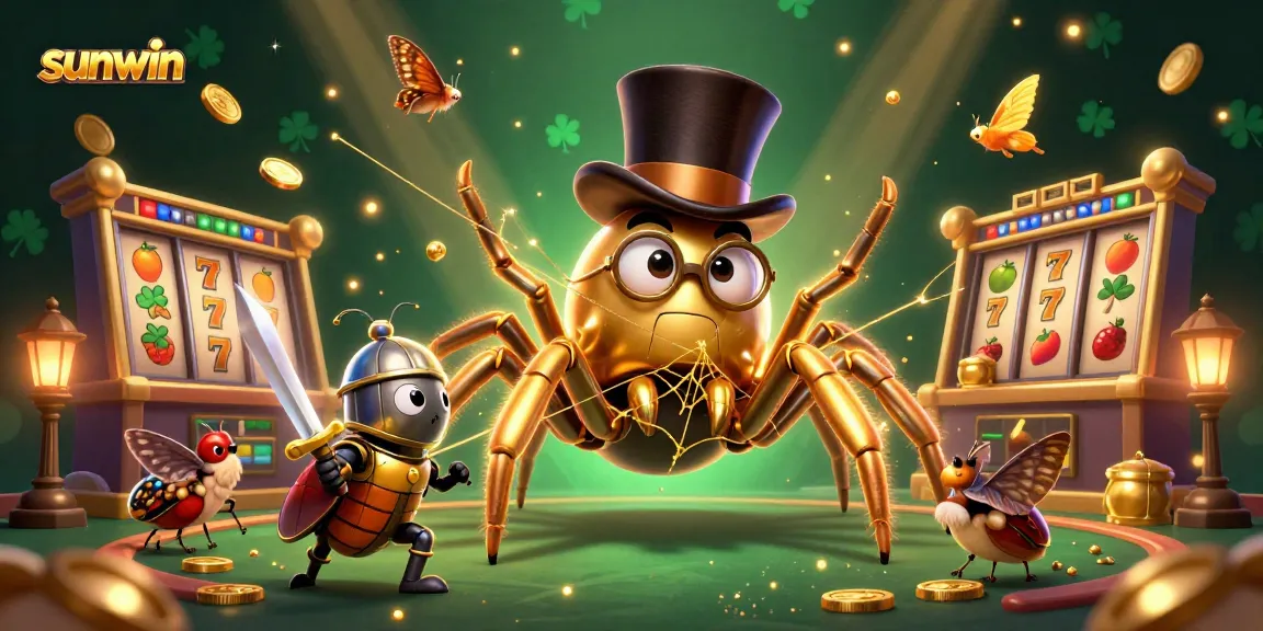 Experience the thrill of sunwin with a dynamic 3D casino scene featuring engaging elements like slot reels.