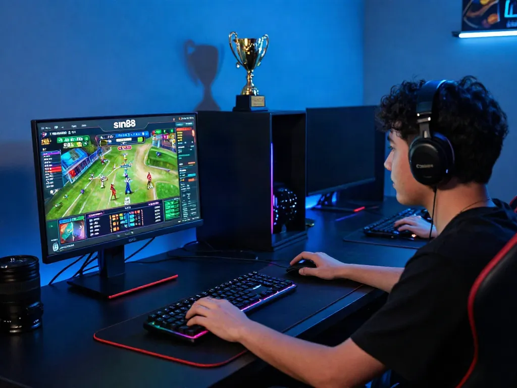 Player navigating the sin88 platform, immersed in online gaming action.